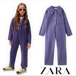 Zara Kids Purple Button-Up Jumpsuit